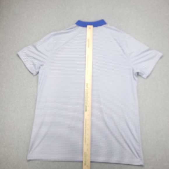 Nike Dri-Fit Polo Golfr Shirt Men's XL Blue White Stiped Standard Fit Polyester‎ - Picture 7 of 12